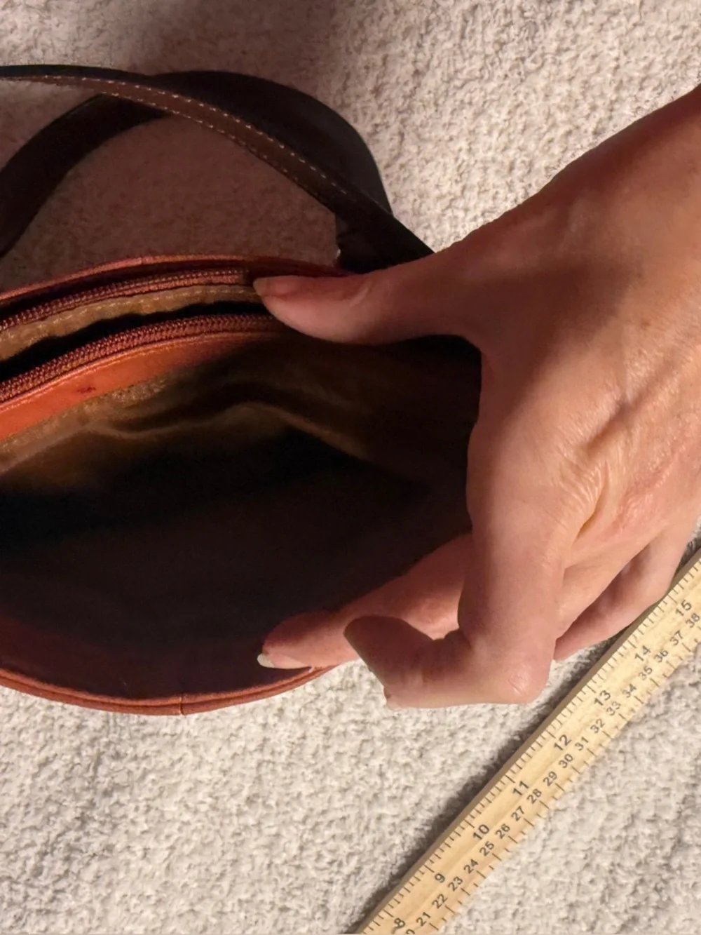 Vintage Fossil Leather Tote Handbag in Chestnut Brown - Classic Women's Bag - Picture 6 of 13
